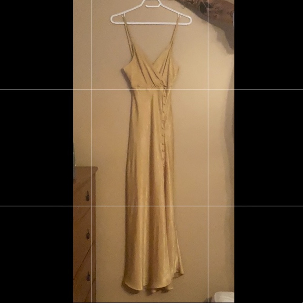 Zara satin dress with buttons yellow